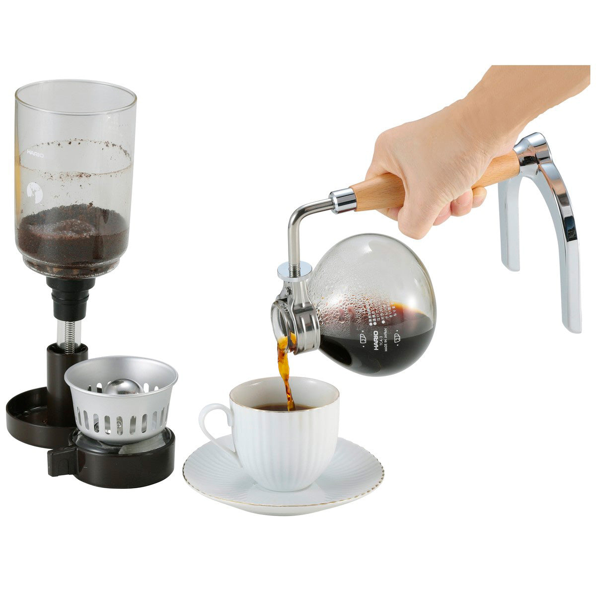 HARIO×キャプテンスタッグ 珈琲サイフォン (木柄) UW-3552