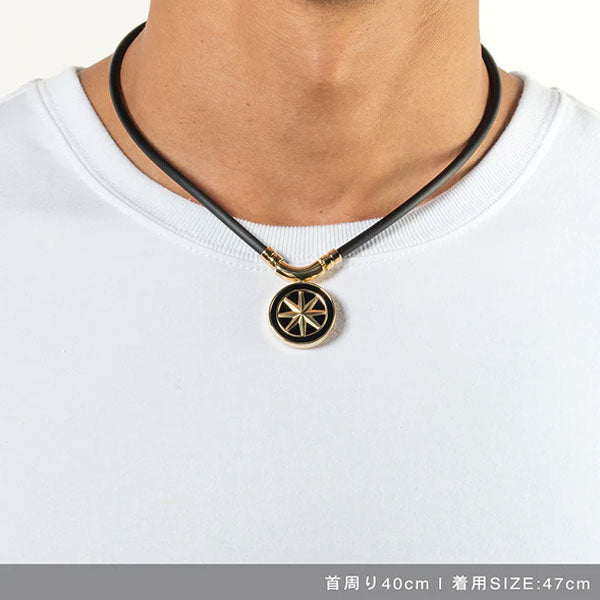 Healthcare necklace Earth (black×gold) 47cm