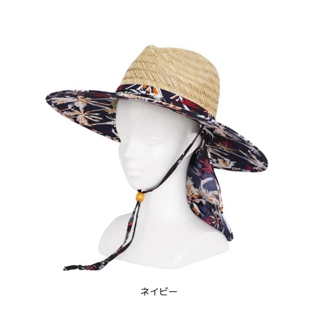 WPC-394 2wayヤシの木柄日除け付き麦わら帽子