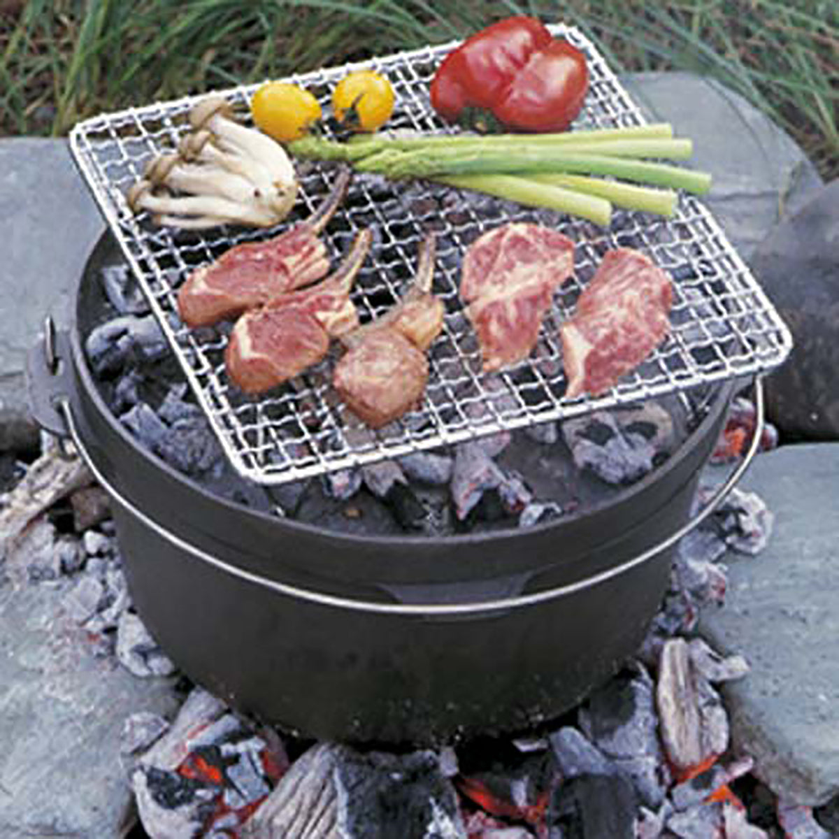 ダッチオーブン用角型焼き網270<脚付き> M-5704