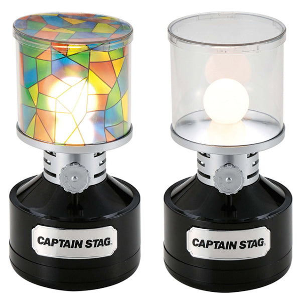 ツインライト LEDランタン<ステンドグラス風シート付>(ブラック) UK-4033