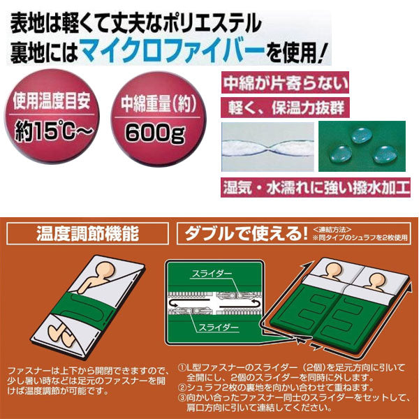 プレーリー 封筒型シュラフ 600 GR M-3448