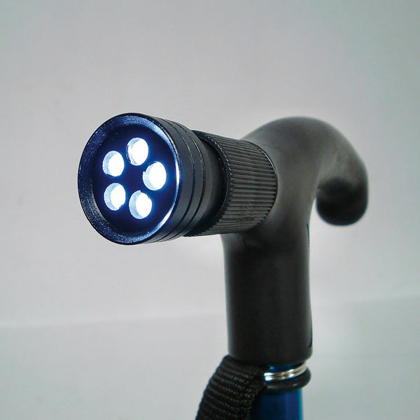 FEEL BOSCO スイッチ付きLEDライト付ステッキ3段 ブルー M-9844