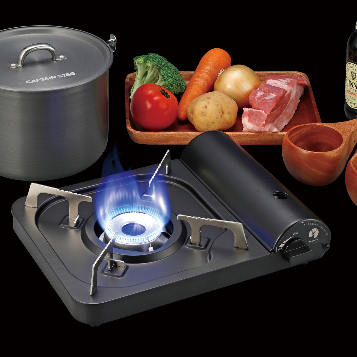 ポータブル カセットコンロ(ブラック) UF-0028