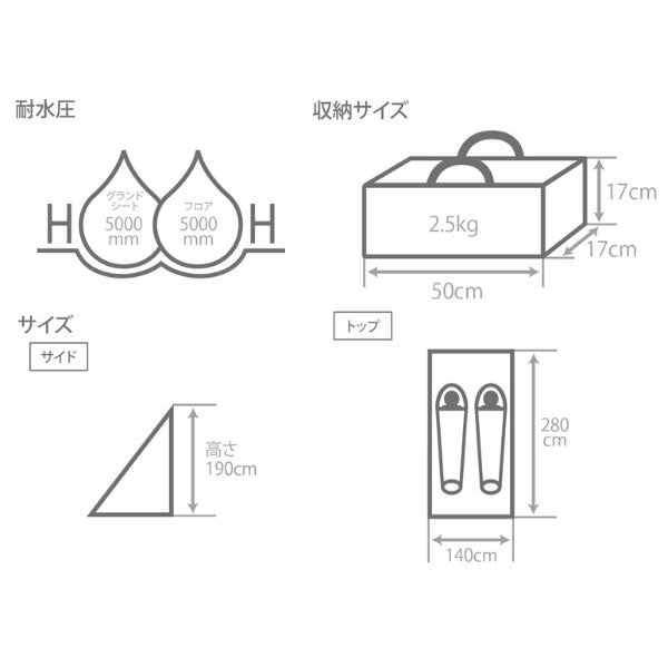 ワンポールテントRX(M)用ハーフインナーテントセット TN3-950-GY