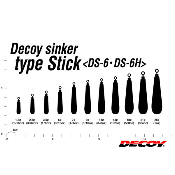 デコイシンカー タイプスティック DS-6 14g ガンブラック