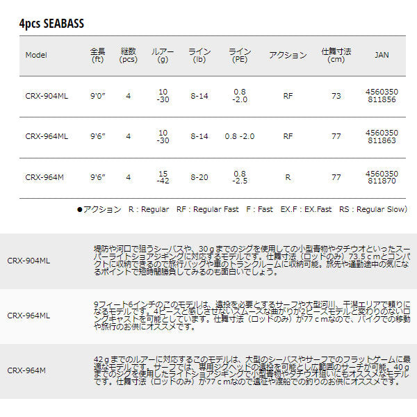 クロステージ パックロッド 4pcs SEABASS