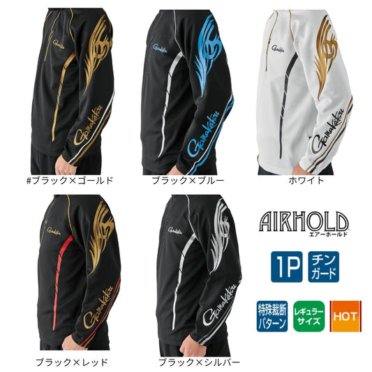 GM3766 2WAYウォームジップシャツ #ブラック×ゴールド