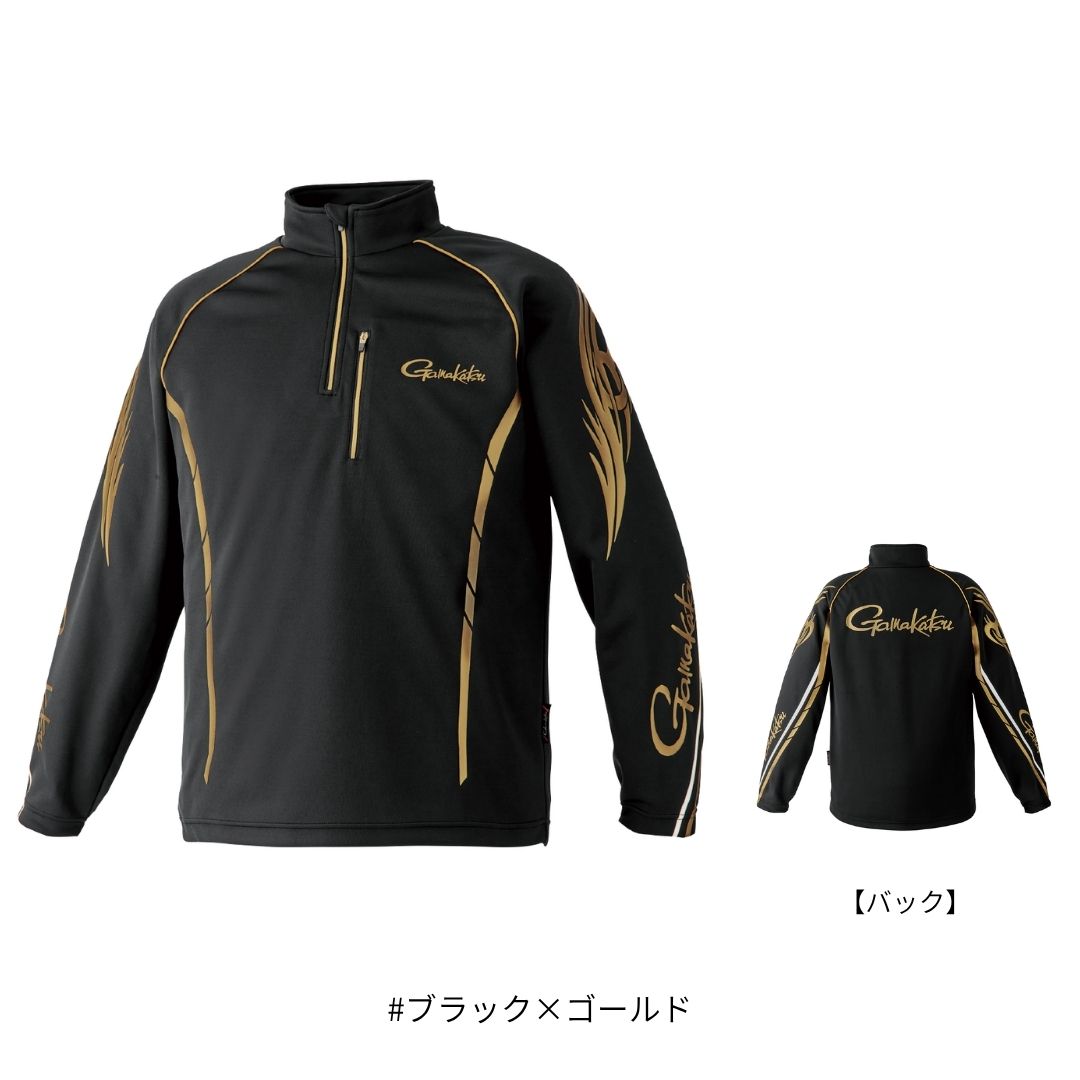 GM3766 2WAYウォームジップシャツ #ブラック×ゴールド
