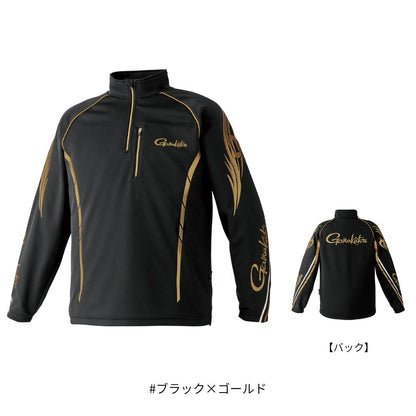 GM3766 2WAYウォームジップシャツ #ブラック×ゴールド