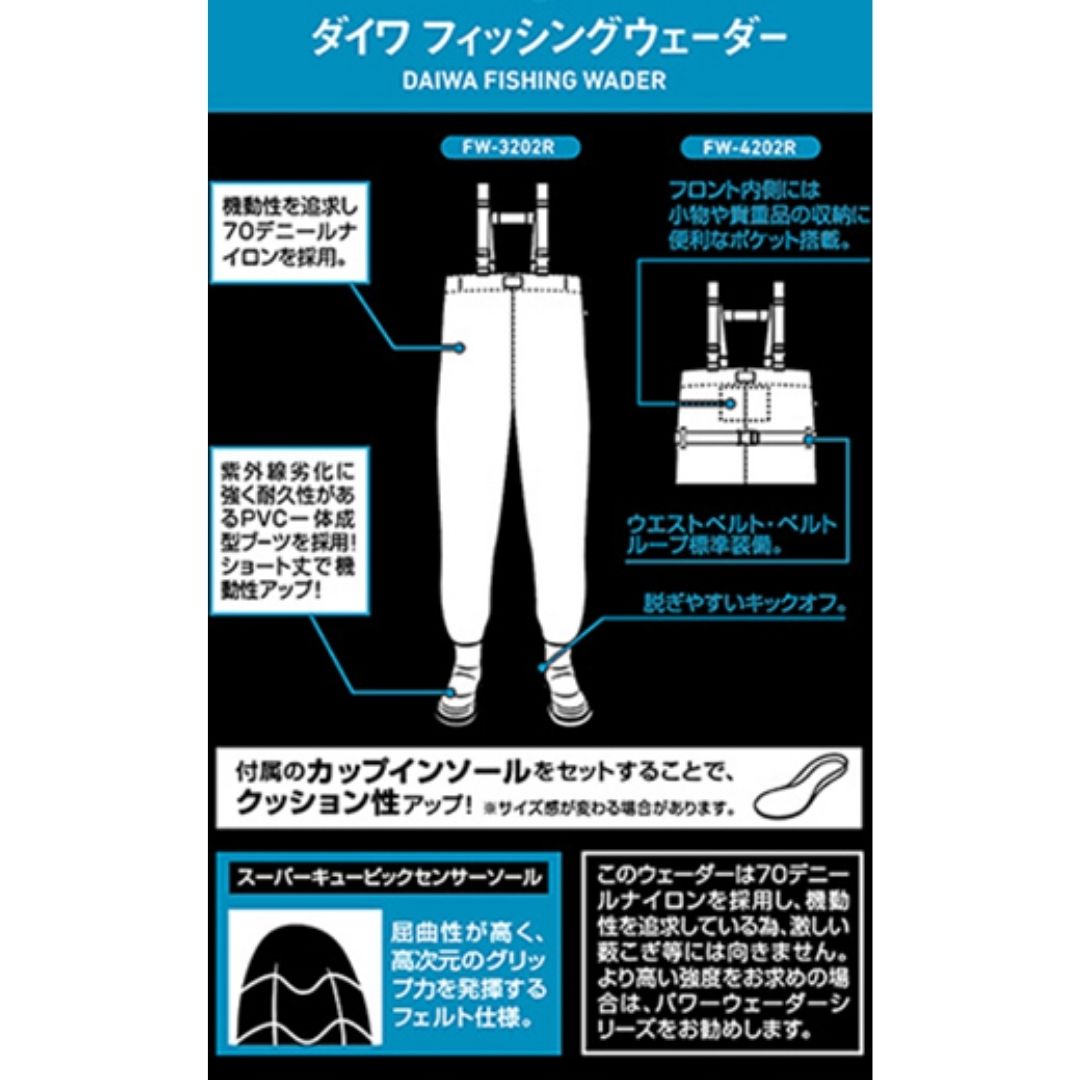 FW-4202R ダイワフィッシングウェーダー (フェルト・チェストハイ) FW-4202R ダイワフィッシングウェーダー (フェルト・チェストハイ)
