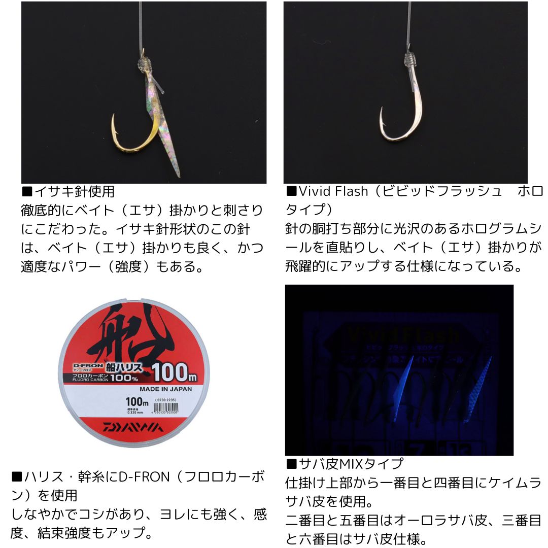 落し込み仕掛けLBG 7本カラ針タテ釣り エサ掛かり重視SP