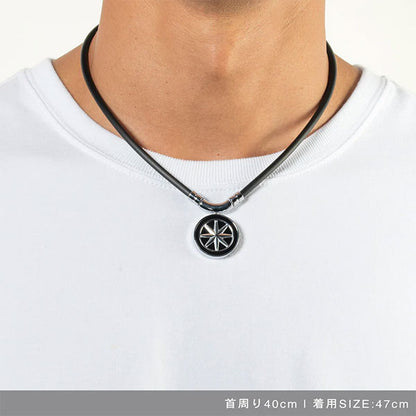 Healthcare necklace Earth (black×silver) 47cm