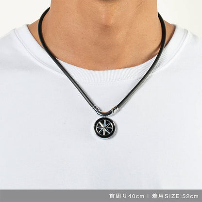 Healthcare necklace Earth (black×silver) 52cm