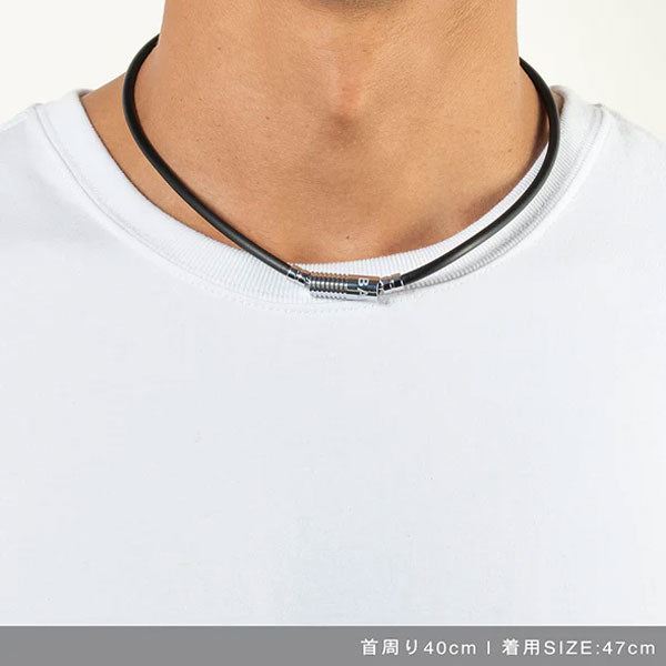 Healthcare necklace Neutral (black×silver) 47cm
