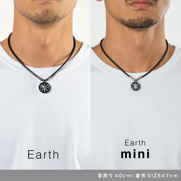 Healthcare necklace Earth mini Fine Necklace (Black×Silver) 47cm