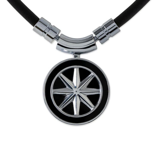 Healthcare necklace Earth mini Fine Necklace (Black×Silver) 52cm