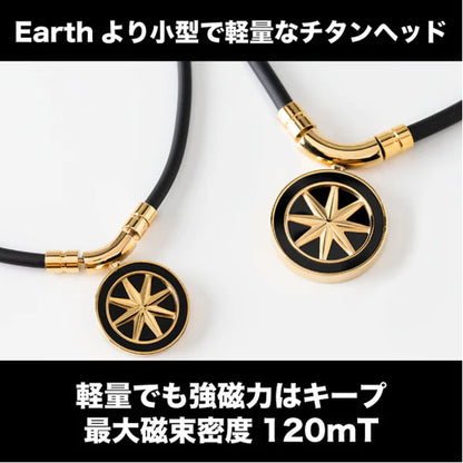 Healthcare necklace Earth mini Fine Necklace (Black×Gold) 43cm
