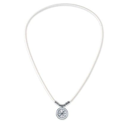 Healthcare necklace Earth mini Fine Necklace (White×Silver) 43cm