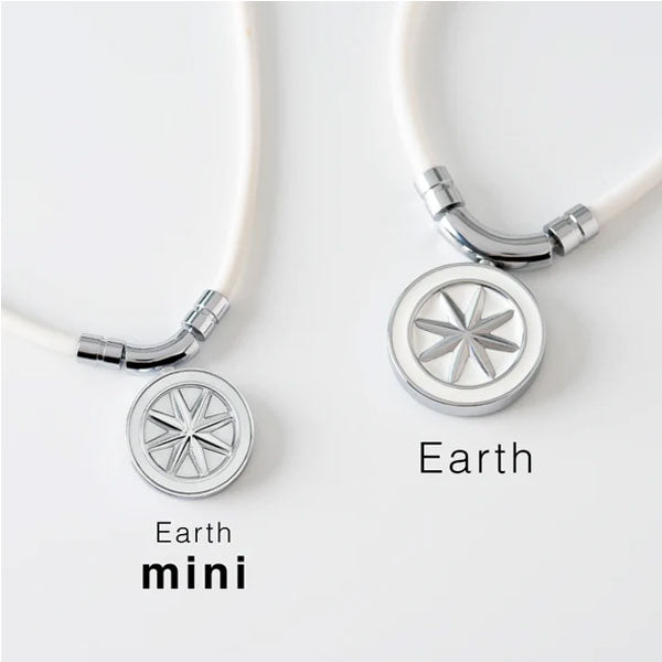 Healthcare necklace Earth mini Fine Necklace (White×Silver) 43cm