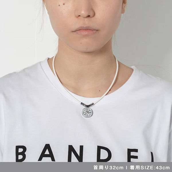 Healthcare necklace Earth mini Fine Necklace (White×Silver) 43cm
