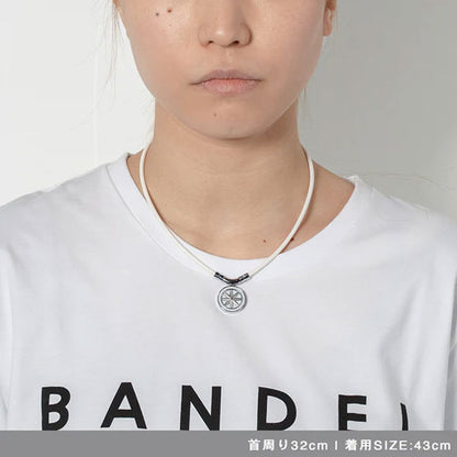 Healthcare necklace Earth mini Fine Necklace (White×Silver) 43cm
