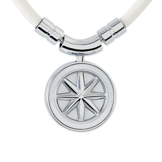 Healthcare necklace Earth mini Fine Necklace (White×Silver) 43cm