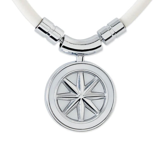 Healthcare necklace Earth mini Fine Necklace (White×Silver) 47cm
