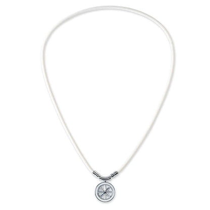 Healthcare necklace Earth mini Fine Necklace (White×Silver) 52cm