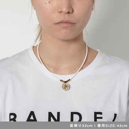 Healthcare necklace Earth mini Fine Necklace (White×Gold) 43cm