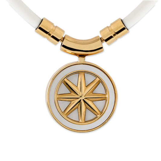 Healthcare necklace Earth mini Fine Necklace (White×Gold) 43cm