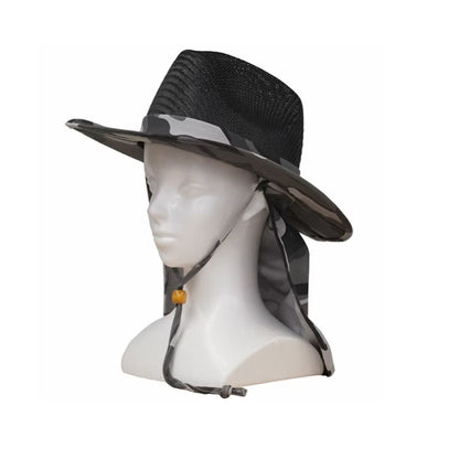 WPC-397 2wayブラック日よけ付き麦わら帽子