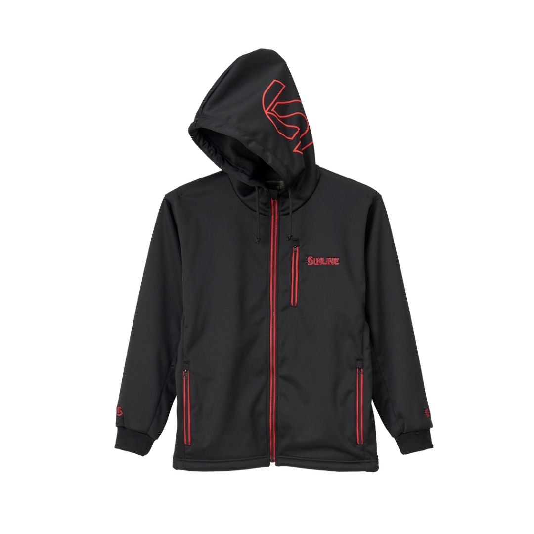 SUW-02403 フリースフルジップフーディ ブラックｘSUNLINEレッド