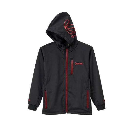 SUW-02403 フリースフルジップフーディ ブラックｘSUNLINEレッド
