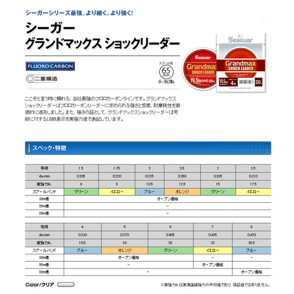 シーガー グランドマックス ショックリーダー 30m