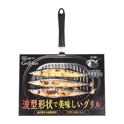 グリルファン ふっ素加工IH対応ガラス蓋付ワイドパン HB-4539